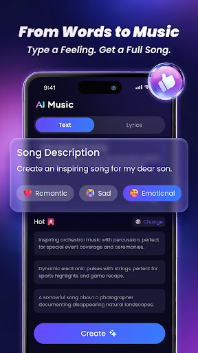 Yapay Zeka Müzik ve Şarkılar ekran görüntüsü