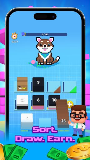 Pixel Stack: Sort & Money Game ekran görüntüsü