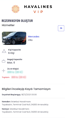 Havalines VIP ekran görüntüsü