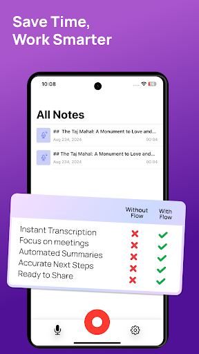Flow AI Transcribe Voice Notes ekran görüntüsü