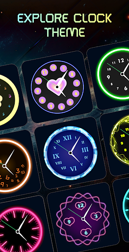 Neon Clock Digital Wallpaper ekran görüntüsü
