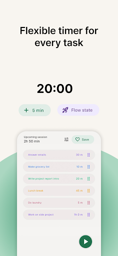 FlowStack - Focus task timer ekran görüntüsü