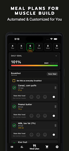 Gaintrain Bulking Meal Planner ekran görüntüsü
