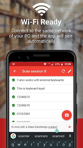 Barcode to PC: Wi-Fi scanner ekran görüntüsü