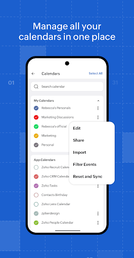 Zoho Calendar ekran görüntüsü