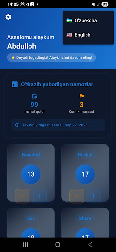 Qazo namozlarim ekran görüntüsü