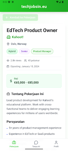 TechJobsInEU: Jobs in EU ekran görüntüsü