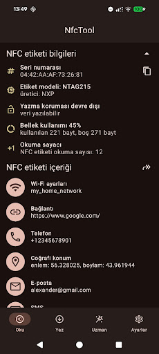 NFC Etiket Okuyucu ve Yazıcı ekran görüntüsü