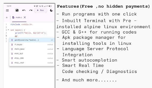 C/C++ ide & compiler offline ekran görüntüsü