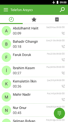Telefon uygulaması ekran görüntüsü