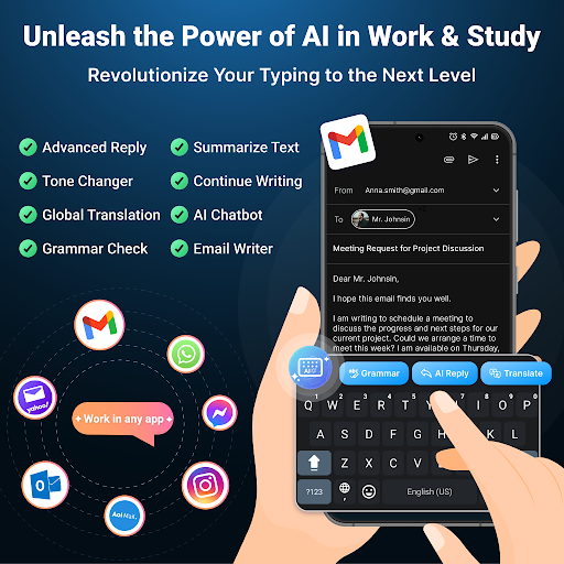 AI Keyboard: Writer, Grammar ekran görüntüsü