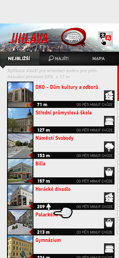 Jihlava pěšky ekran görüntüsü