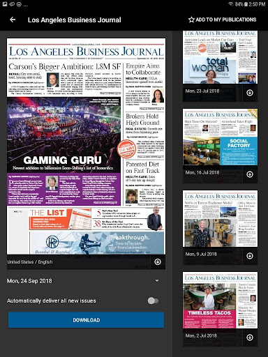 LA Business Journal ekran görüntüsü