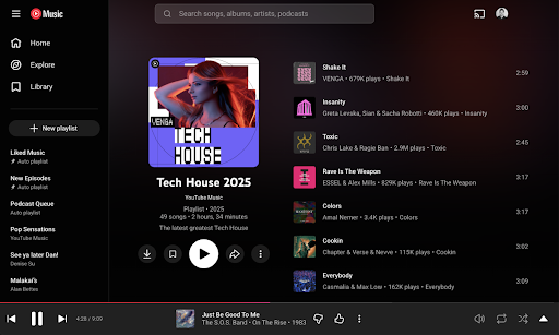 YouTube Music for Chromebook ekran görüntüsü