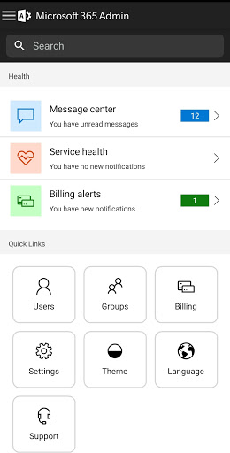 Microsoft 365 Admin ekran görüntüsü