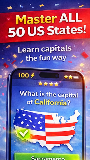 US 50 States & Capitals Quiz ekran görüntüsü