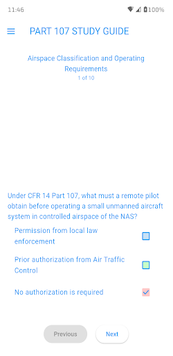FAA Part 107 Study Quiz ekran görüntüsü
