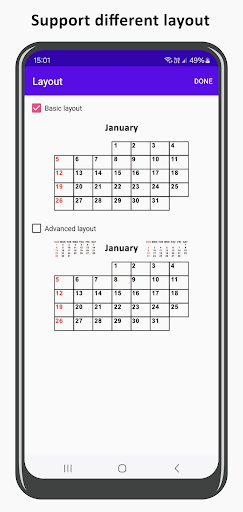 DIY monthly calendar ekran görüntüsü