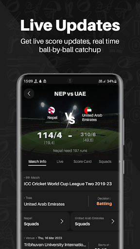 CricScore - Live Cricket Score ekran görüntüsü