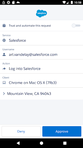 Salesforce Authenticator ekran görüntüsü