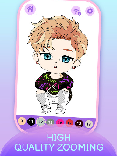KPOP Chibi Coloring by Number ekran görüntüsü