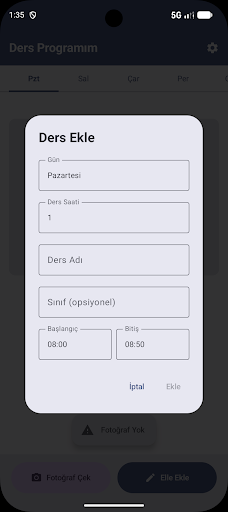 Öğretmen Haftalık Ders Program ekran görüntüsü