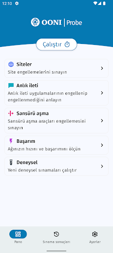 OONI Probe ekran görüntüsü