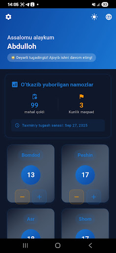 Qazo namozlarim ekran görüntüsü