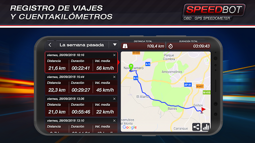 Speedbot. Velocímetro GPS/OBD2 ekran görüntüsü