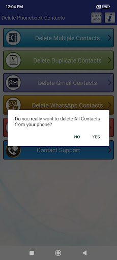 Delete all Phonebook Contacts ekran görüntüsü