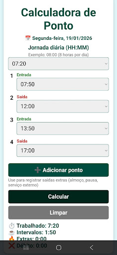 Calculadora de Ponto ekran görüntüsü