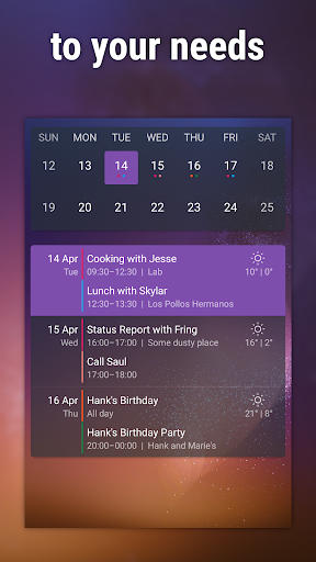 Event Flow Calendar Widget ekran görüntüsü