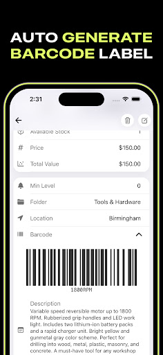Inventory Tracker - TRAIL ekran görüntüsü