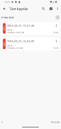 ASR ses kaydedici ekran görüntüsü