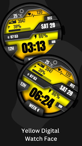 Yellow Digital Watch Face ekran görüntüsü