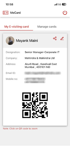 MeCard ekran görüntüsü