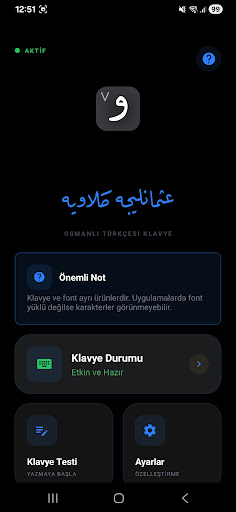 Osmanlıca Klavye ekran görüntüsü
