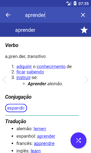 Dicionário de Português ekran görüntüsü