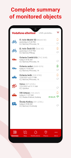 Vodafone eDohled ekran görüntüsü