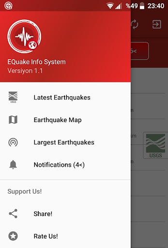EQuake Info System ekran görüntüsü