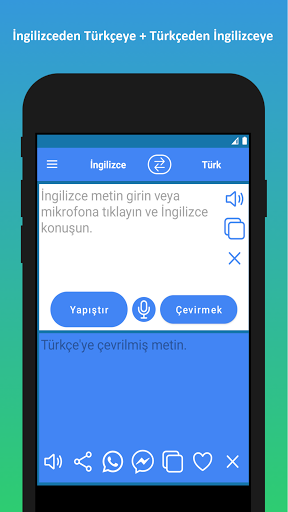 İngilizce Türkçe çeviri ekran görüntüsü