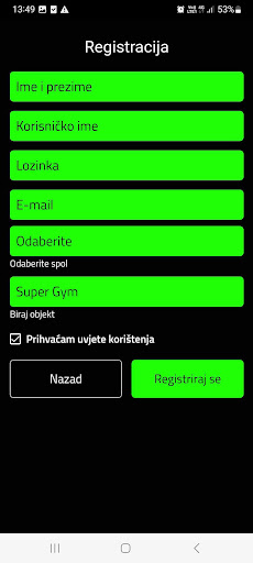 SG Fitnes centar ekran görüntüsü