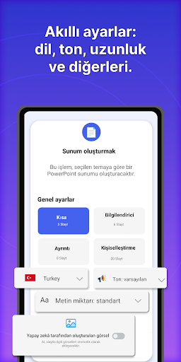 Slaytlar: AI Sunum Oluşturucu ekran görüntüsü