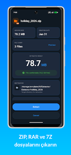 ZIP RAR Extractor ekran görüntüsü