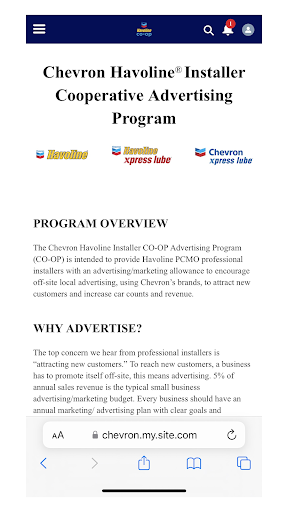 Chevron Havoline CO-OP ekran görüntüsü