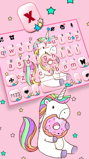Pink Unicorn Donut Klavye Tema ekran görüntüsü
