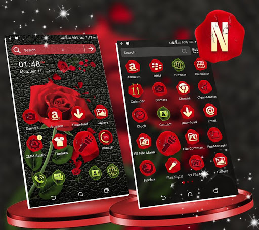 Rose in Black Launcher Theme ekran görüntüsü
