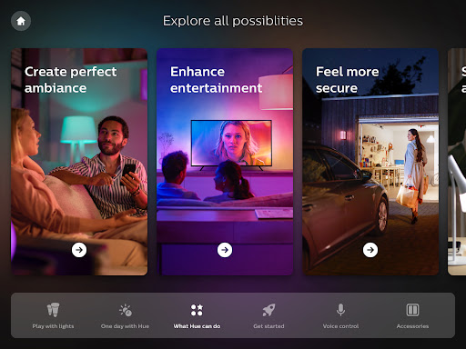 Philips Hue instore app ekran görüntüsü