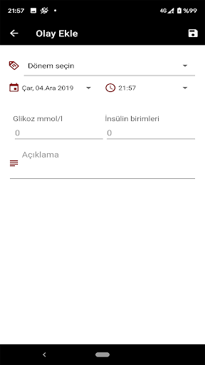 İnsülin günlüğü ekran görüntüsü