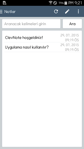 ClevNote - Kontrol listesi ekran görüntüsü